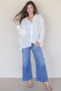 Lana Crinkled Button Down Shirt