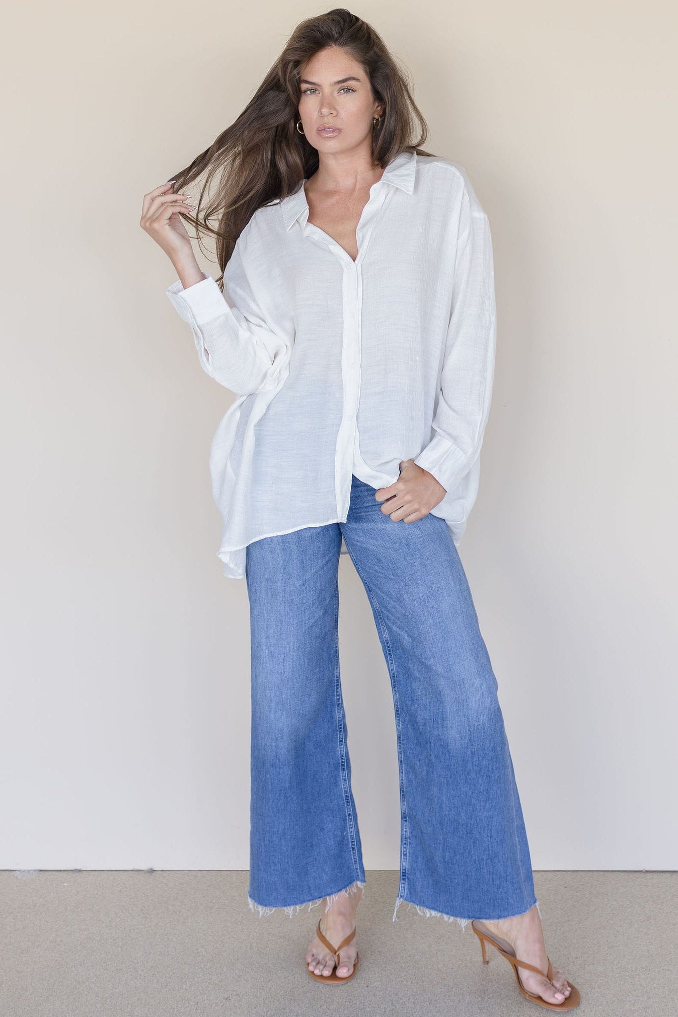 Lana Crinkled Button Down Shirt