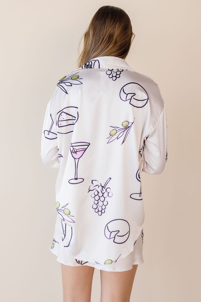 Cocktail Hour Satin Button Down