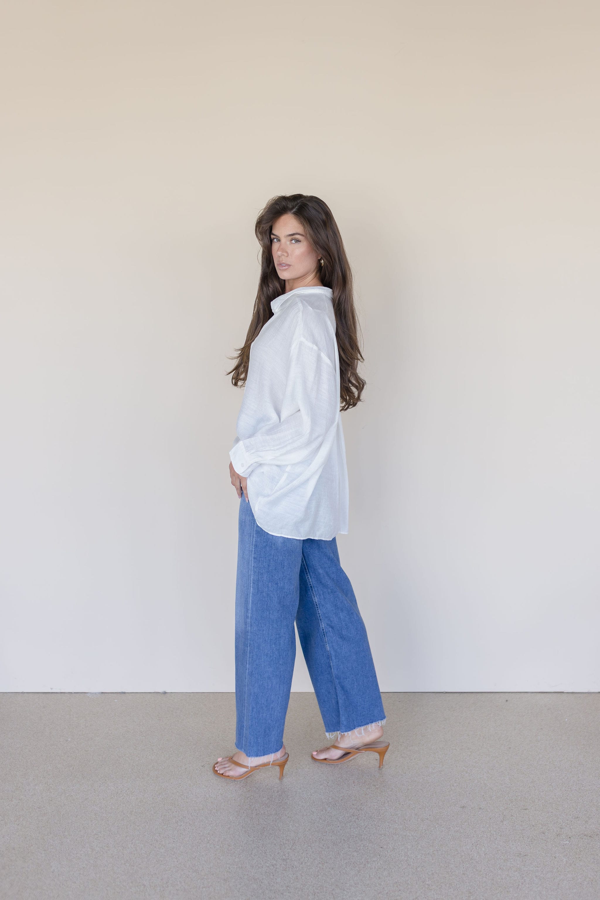Lana Crinkled Button Down Shirt