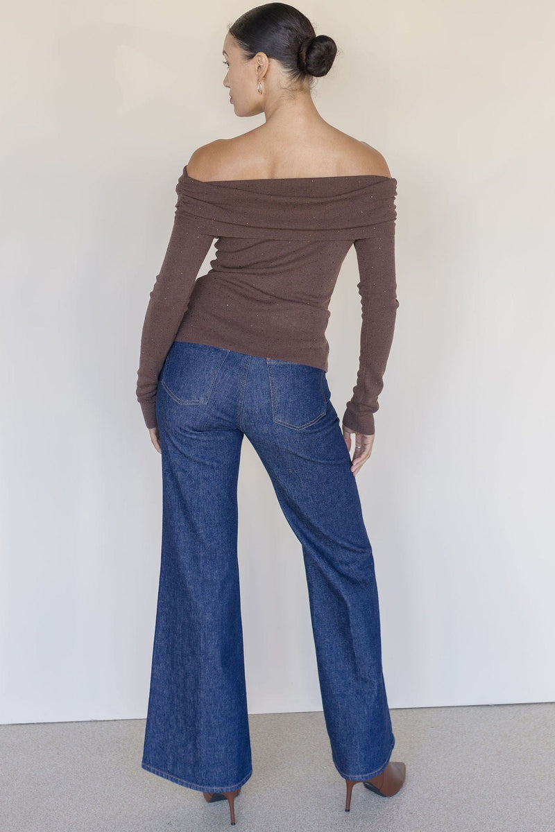 Kylin Off The Shoulder Rhinestone Sweater Kylin Off The Shoulder Rhinestone Sweater