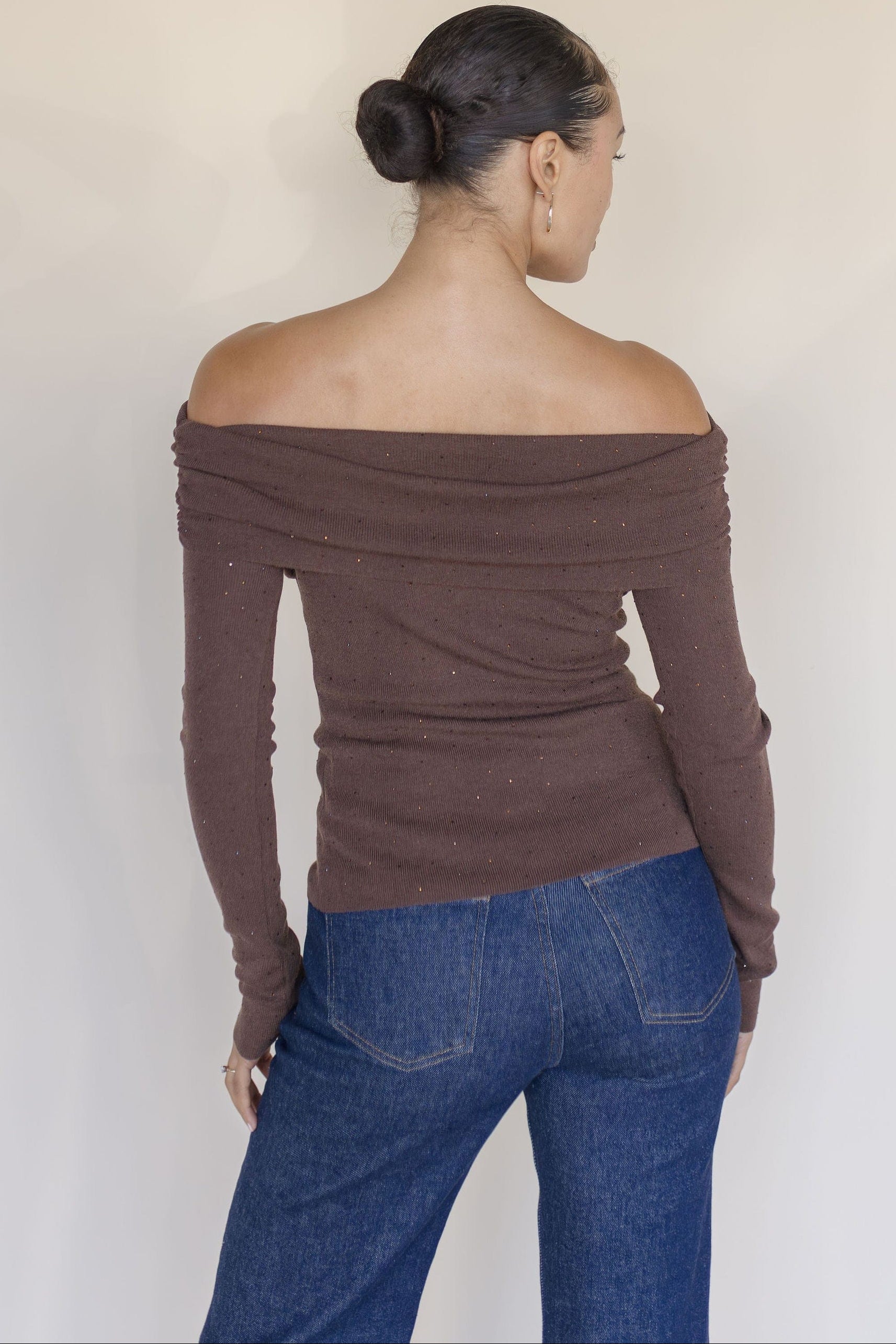 Kylin Off The Shoulder Rhinestone Sweater Kylin Off The Shoulder Rhinestone Sweater