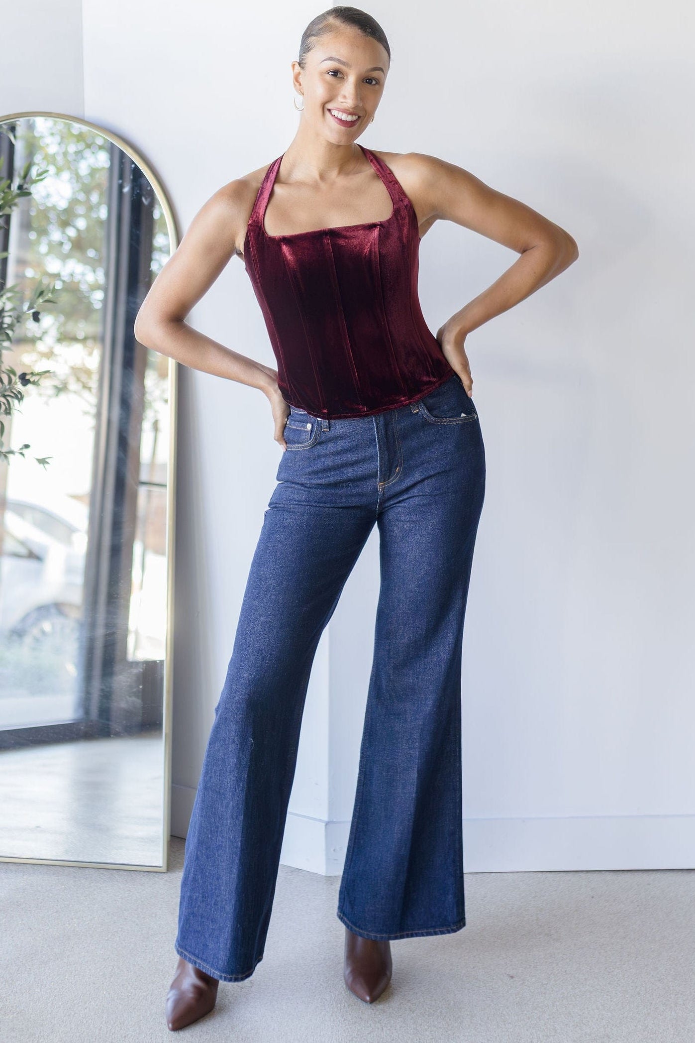 Jacy Velvet Corset Halter Top Jacy Velvet Corset Halter Top