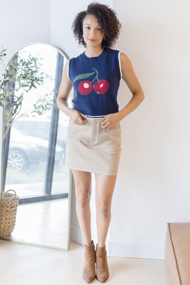 Cherry Noir Sleeveless Sweater Top Cherry Noir Sleeveless Sweater Top