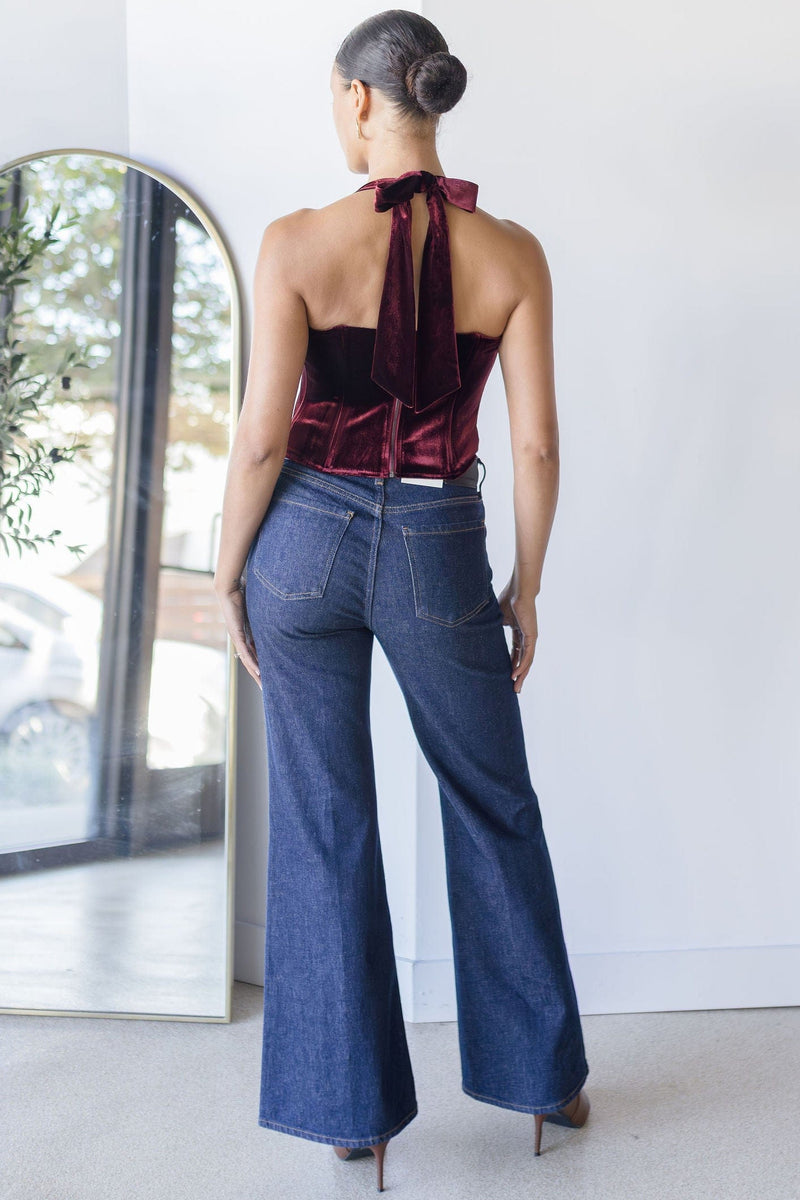 Jacy Velvet Corset Halter Top Jacy Velvet Corset Halter Top