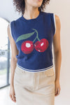 Cherry Noir Sleeveless Sweater Top Cherry Noir Sleeveless Sweater Top