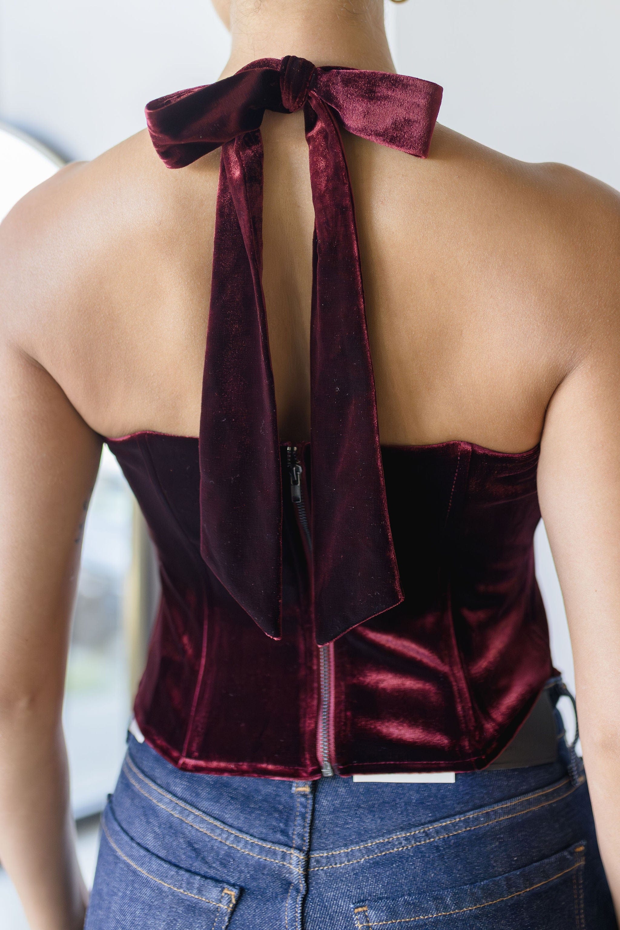 Jacy Velvet Corset Halter Top Jacy Velvet Corset Halter Top