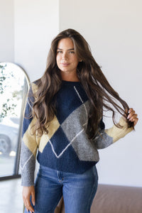 Argyle Pattern Knit Sweater
