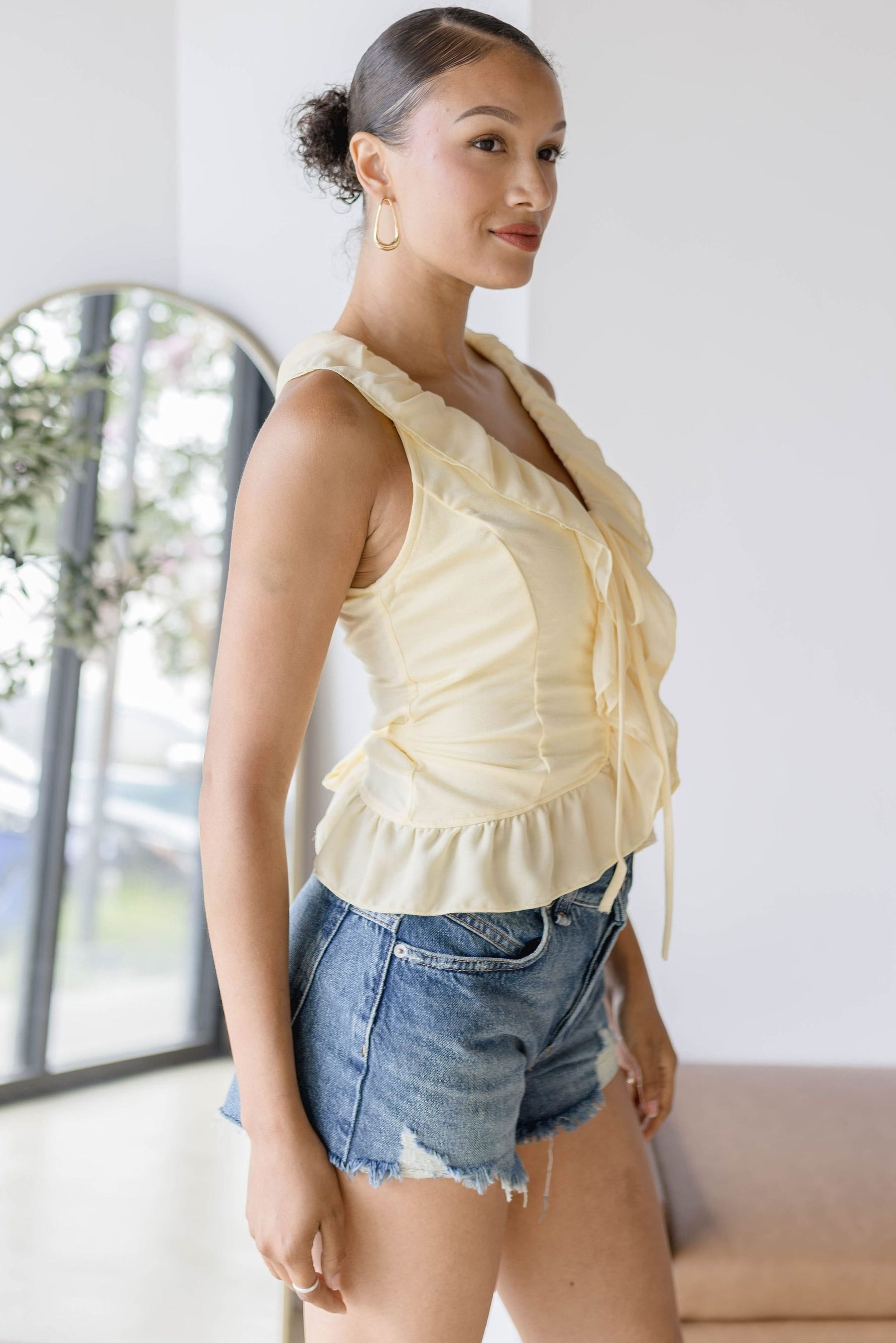 Jen Ruffle V-Neck Top
