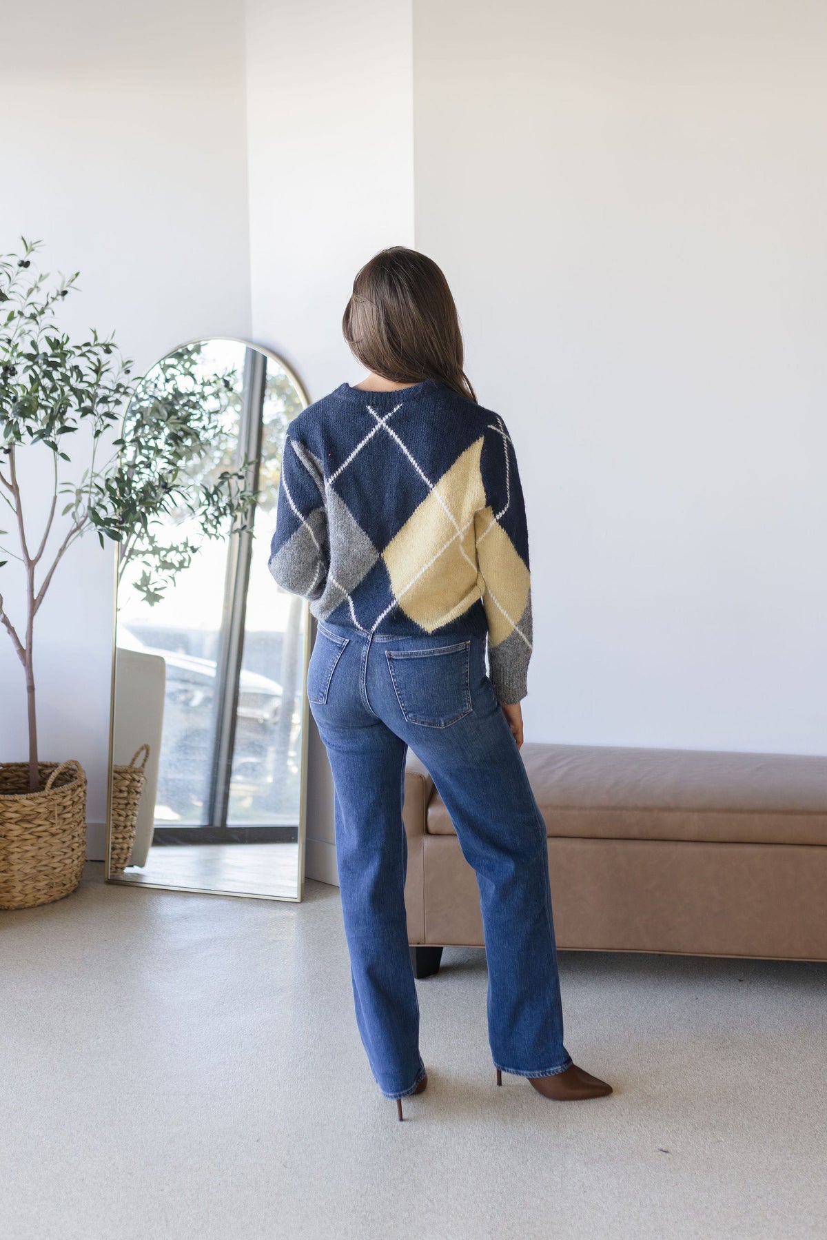 Argyle Pattern Knit Sweater