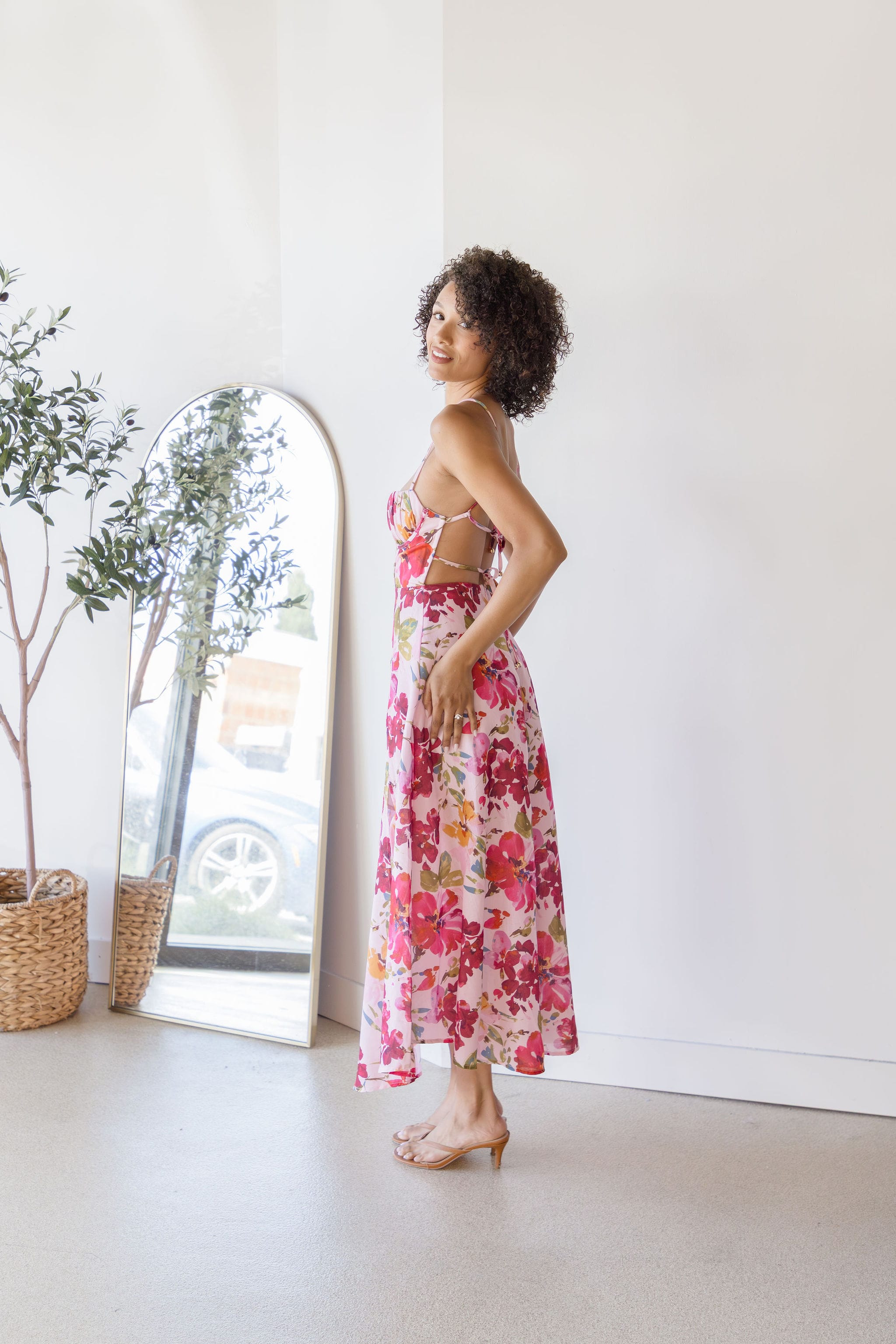 Karlyn Open Back Floral Midi Dress