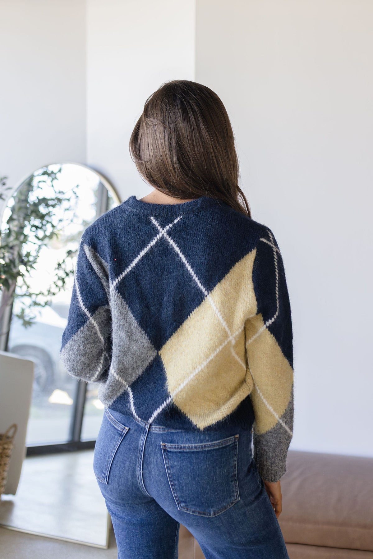 Argyle Pattern Knit Sweater