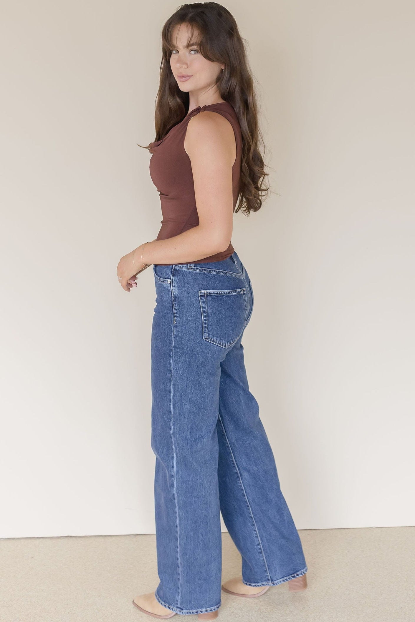 Lowen Cowl Top With Shoulder Ring Accent Lowen Cowl Top With Shoulder Ring Accent