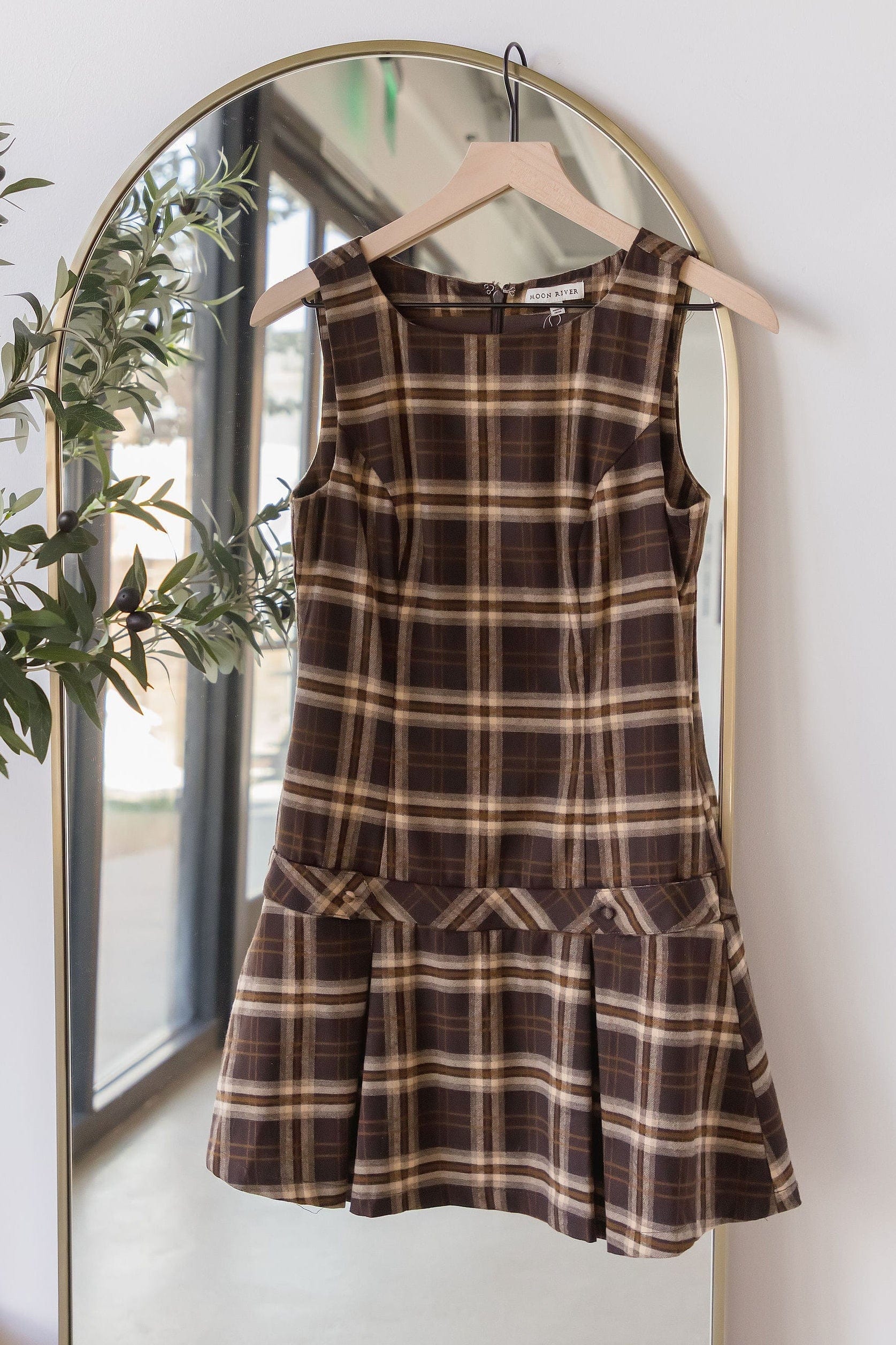 Moon River Hawthorne Drop Waist Plaid Mini Dress | Wild Dove Boutique | San Diego, CA Large / Brown Moon River Hawthorne Drop Waist Plaid Mini Dress | Wild Dove Boutique | San Diego, CA Large / Brown