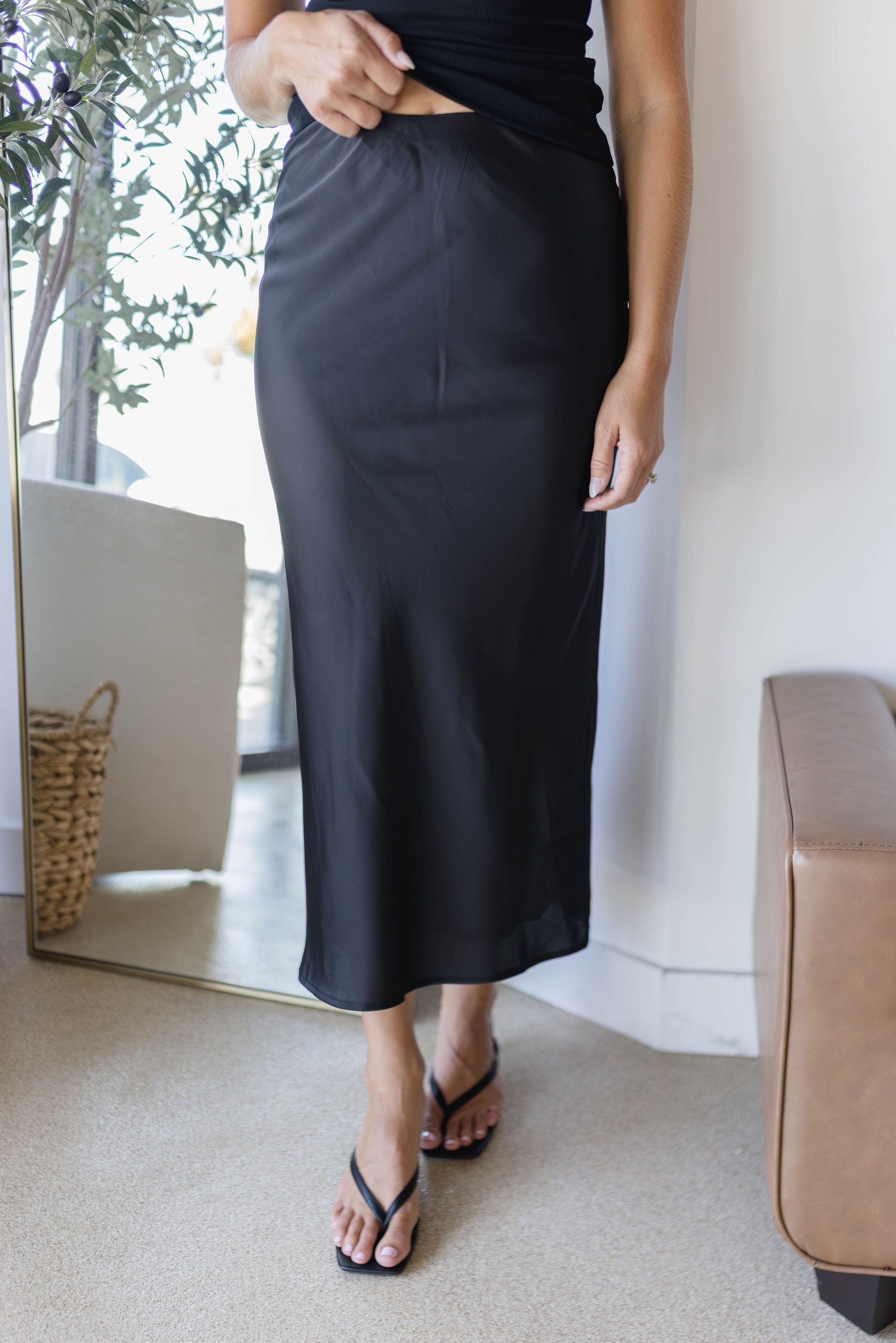 Ruthie Satin Midi Skirt