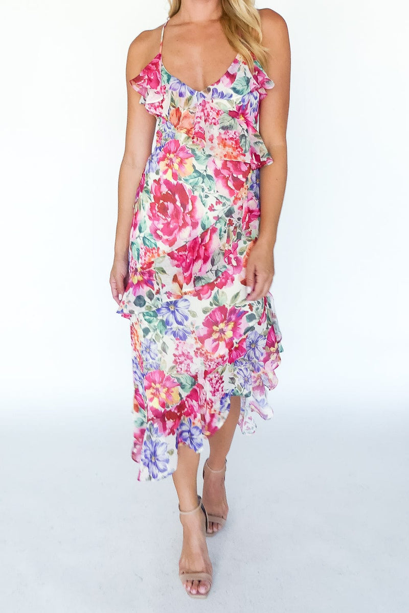 Cyrine Ruffled Floral Maxi Dress