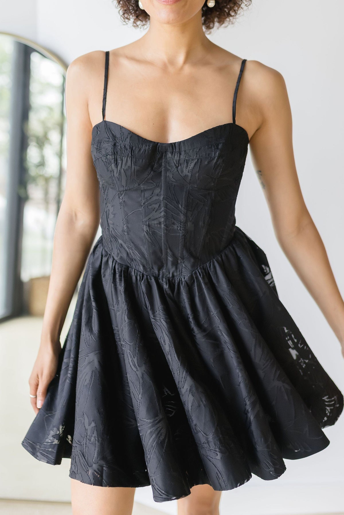 ASTR The Label Linelly Jacquard Bustier Skater Dress | Wild Dove Boutique