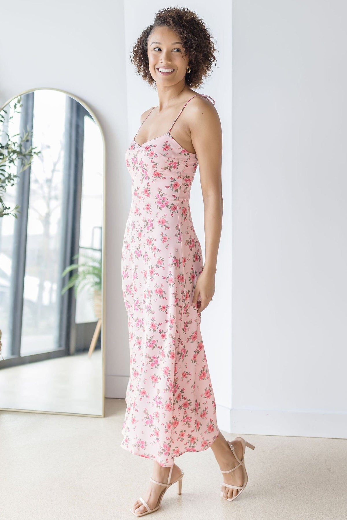 knee length dresses for ladies Z Supply Mavis Dulce Rose Mauve Floral Midi Dress XS / Mauve main image 0