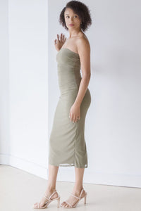 Rosana Strapless Ruched Midi Dress Rosana Strapless Ruched Midi Dress