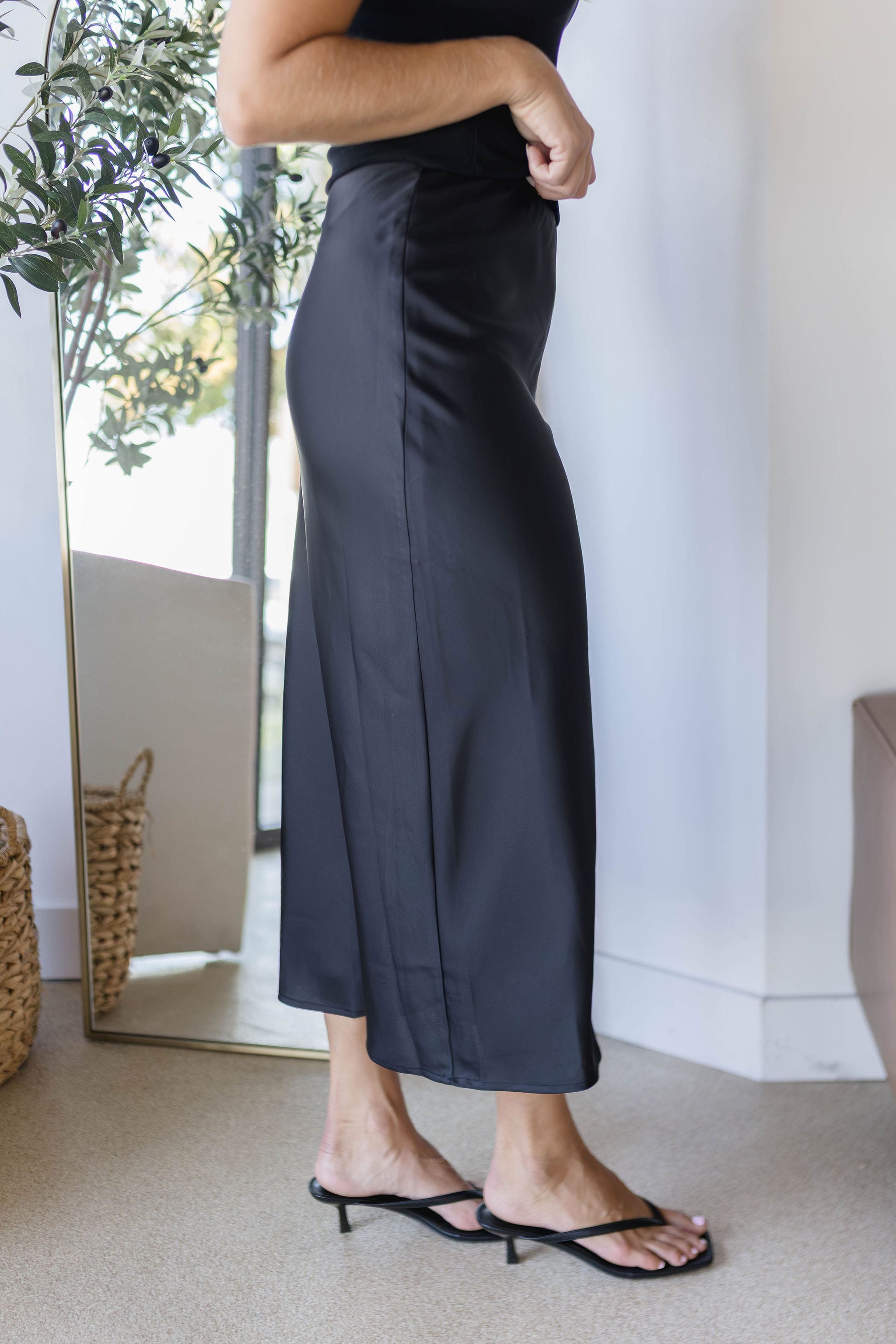 Ruthie Satin Midi Skirt