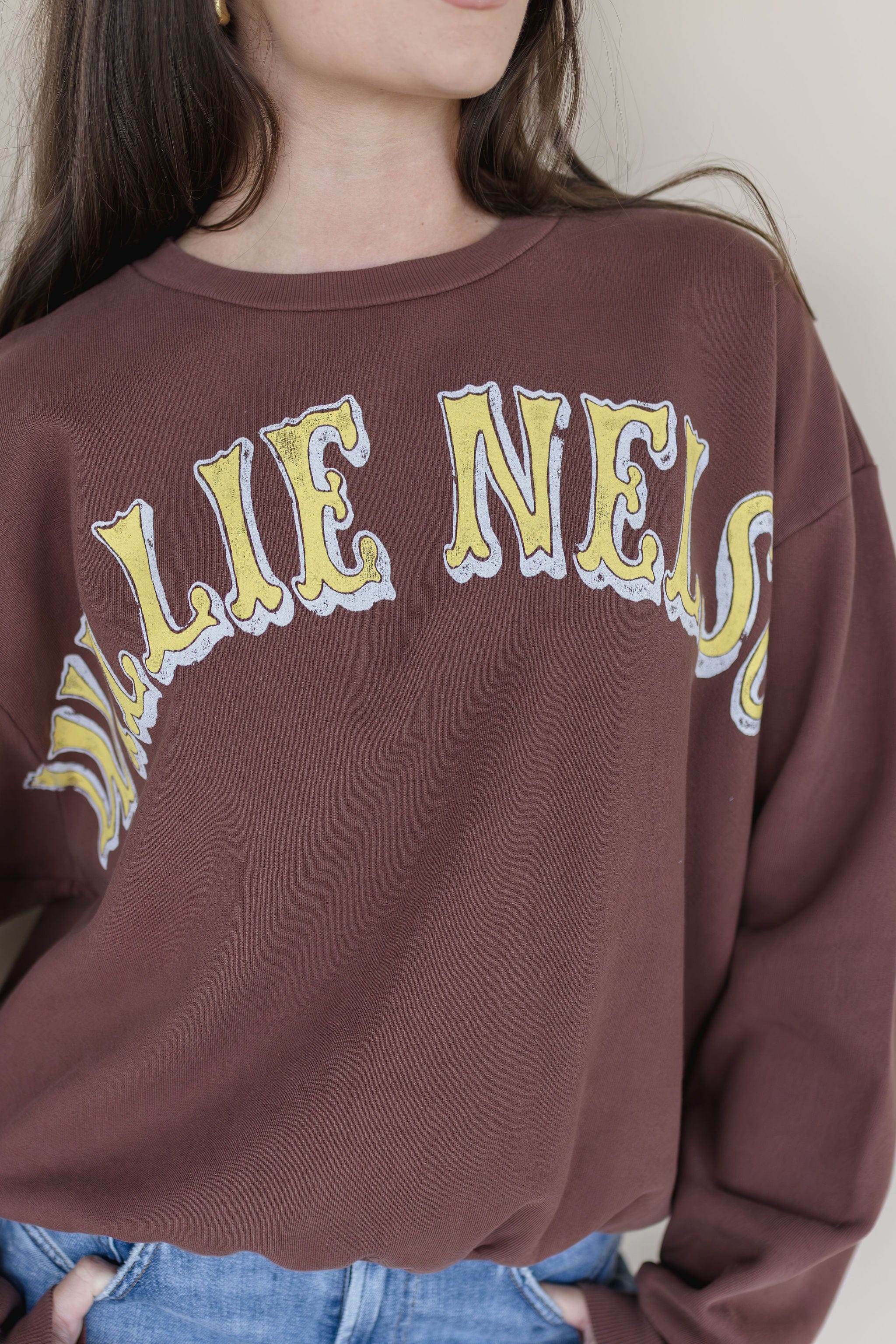 Willie Nelson In Austin Oversized Crew Sweatshirt