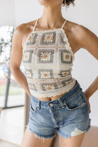 Libby Crochet Tie Back Top