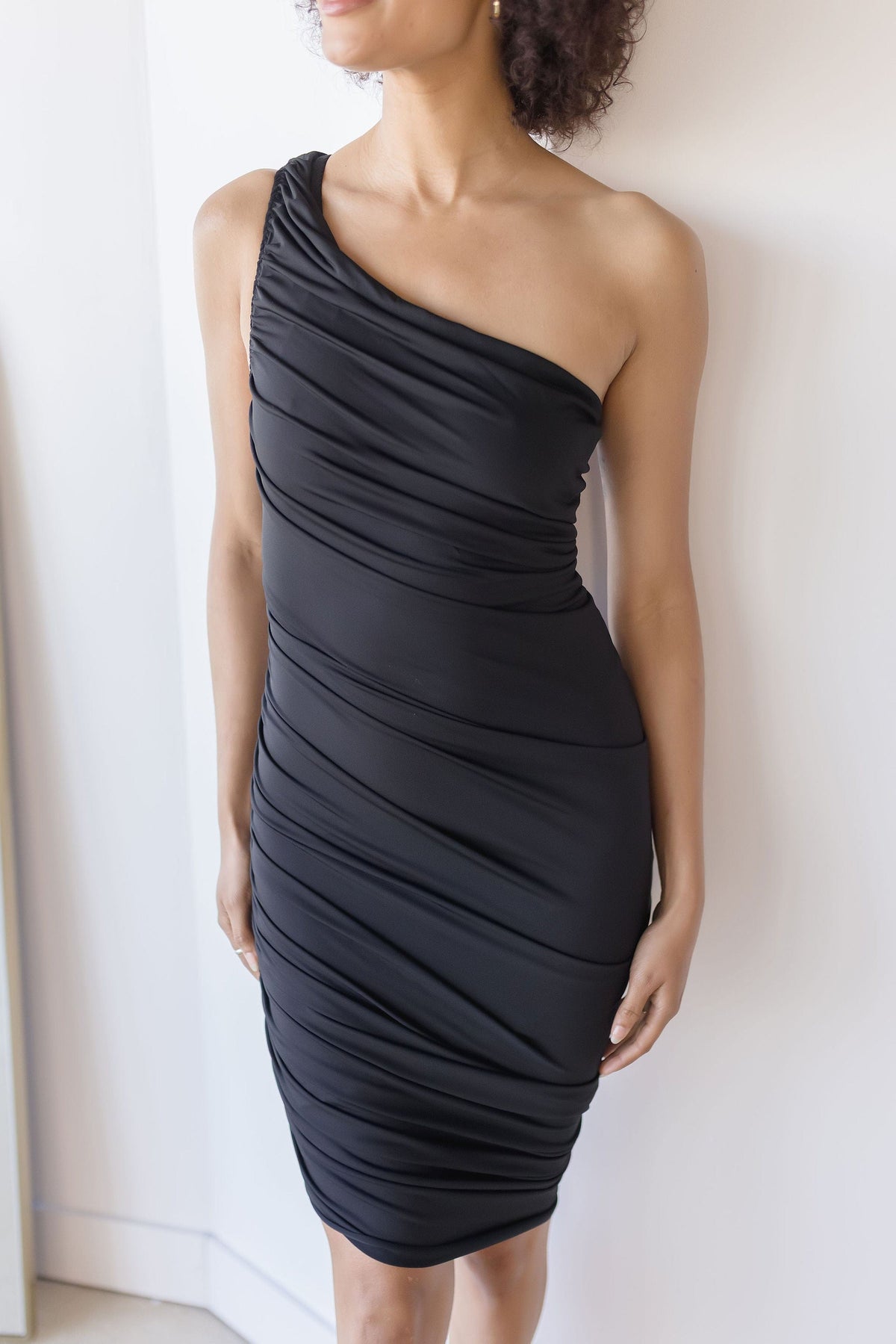 Steve Madden Womens Ayana Ruched Bodycon Dress Black S Steve Madden Womens Ayana Ruched Bodycon Dress Black S