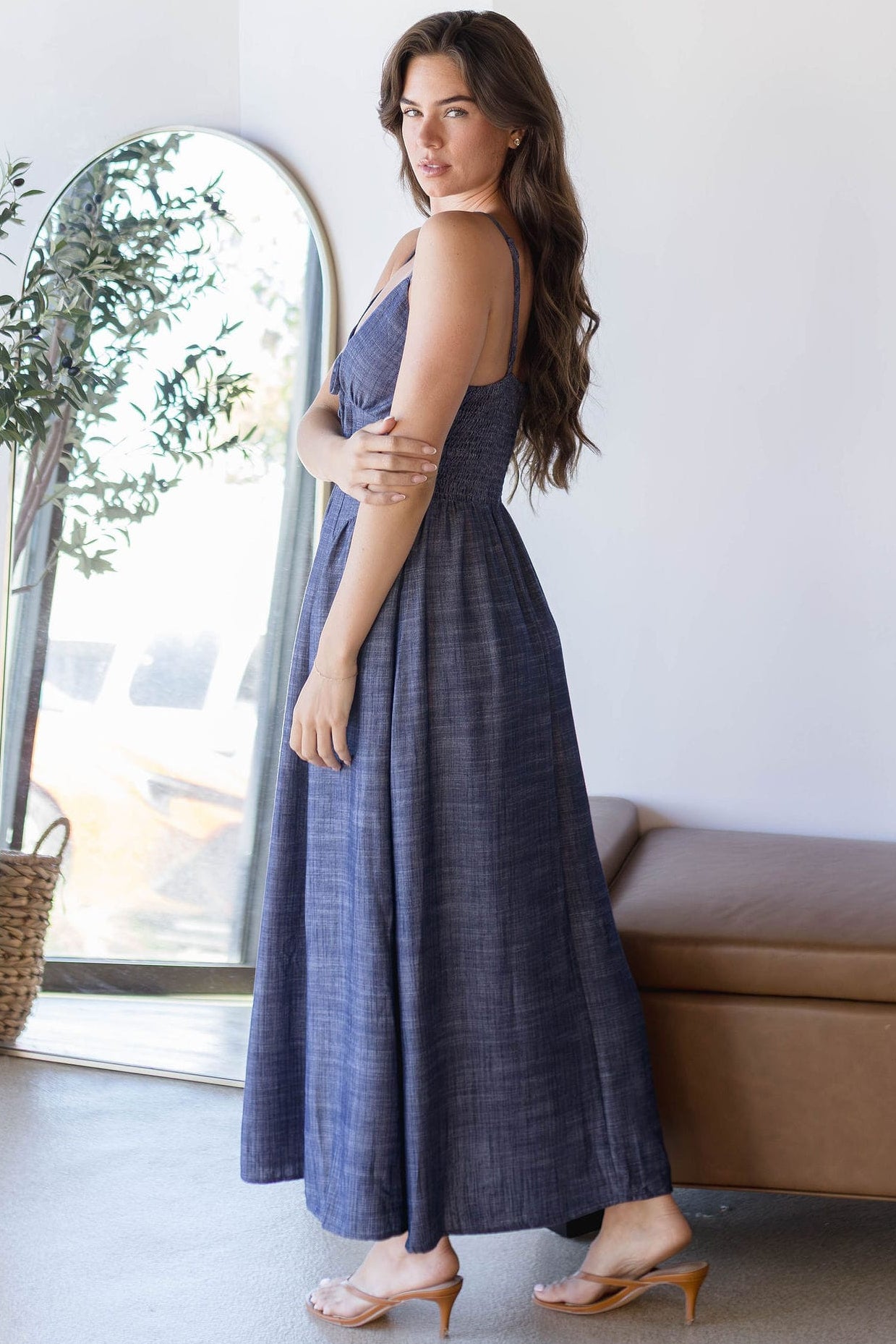 Malia Tie Front Midi Dress