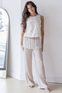 Alessia Embroidered Fringe Top