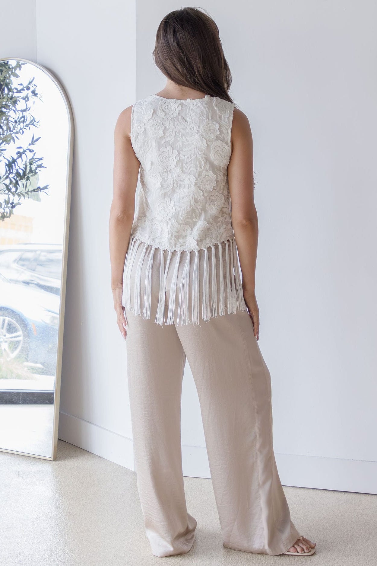 Alessia Embroidered Fringe Top