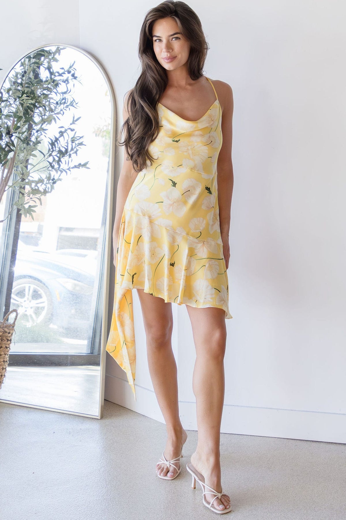 cowl neck asymmetrical dress Cowl-Neck Asymmetrical Twofer Slip Dress