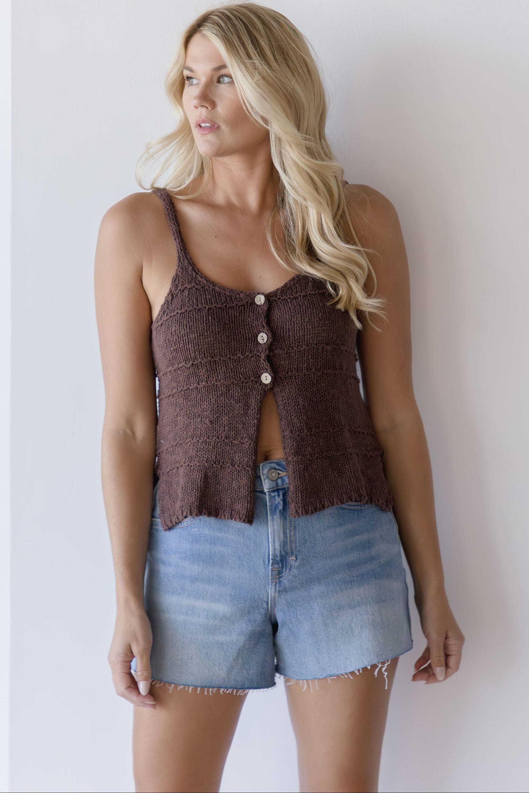 Coconut Coast Button Knit Tank