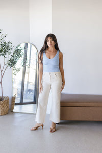 V Neck Ribbed Cropped Brami