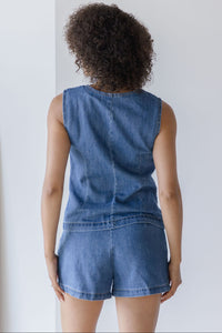 Ansel Denim Pleated Shorts