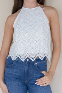Zurie Eyelet Halter Top