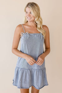 Sweet Bow Denim Days Shift Dress