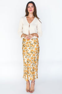 Valencia Satin Floral Bias Cut Skirt