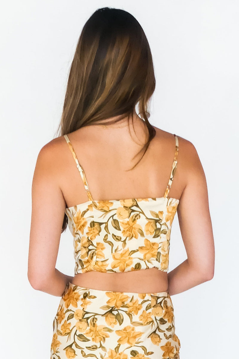 Valencia Satin Floral Bustier Tank Top