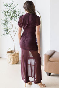 Brielle Ruched Mesh Maxi Dress