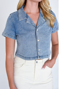 Darling Denim Button Top