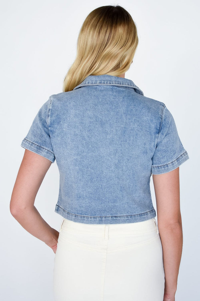 Darling Denim Button Top