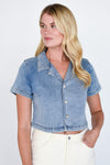 Darling Denim Button Top