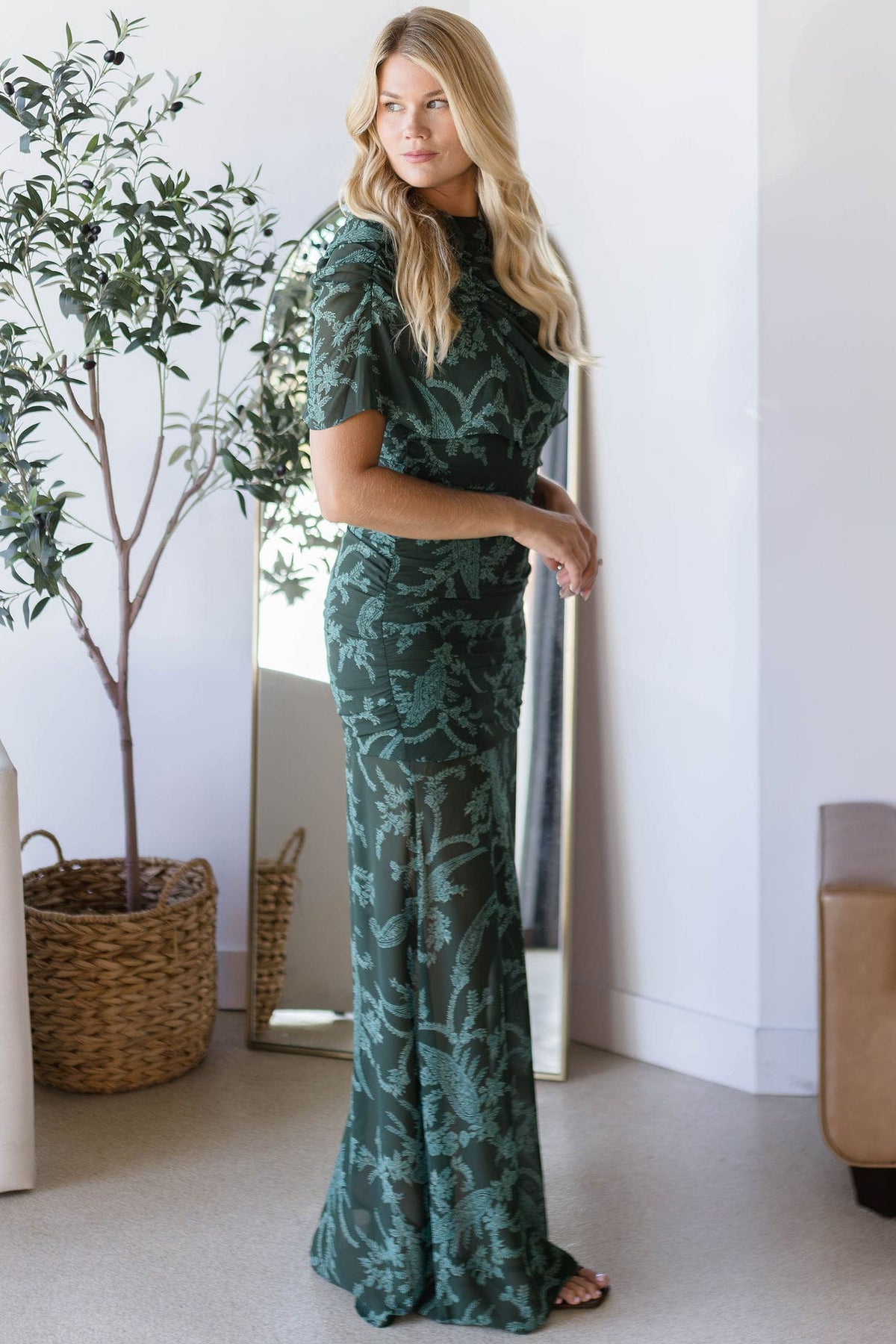 chantelle maxi dress Dress, in Pine Green Paisley, Size: Medium | Show Me Your Mumu 15W A Line Colorful Embroidery this dress allows you Color:Tobacco Brown