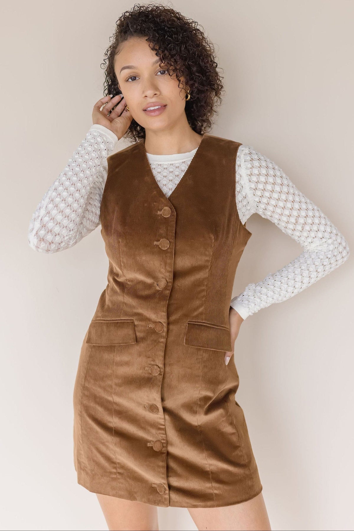 Astr The Label | Gisselle Corduroy Mini Dress in Camel | Size S Astr The Label | Gisselle Corduroy Mini Dress in Camel | Size S