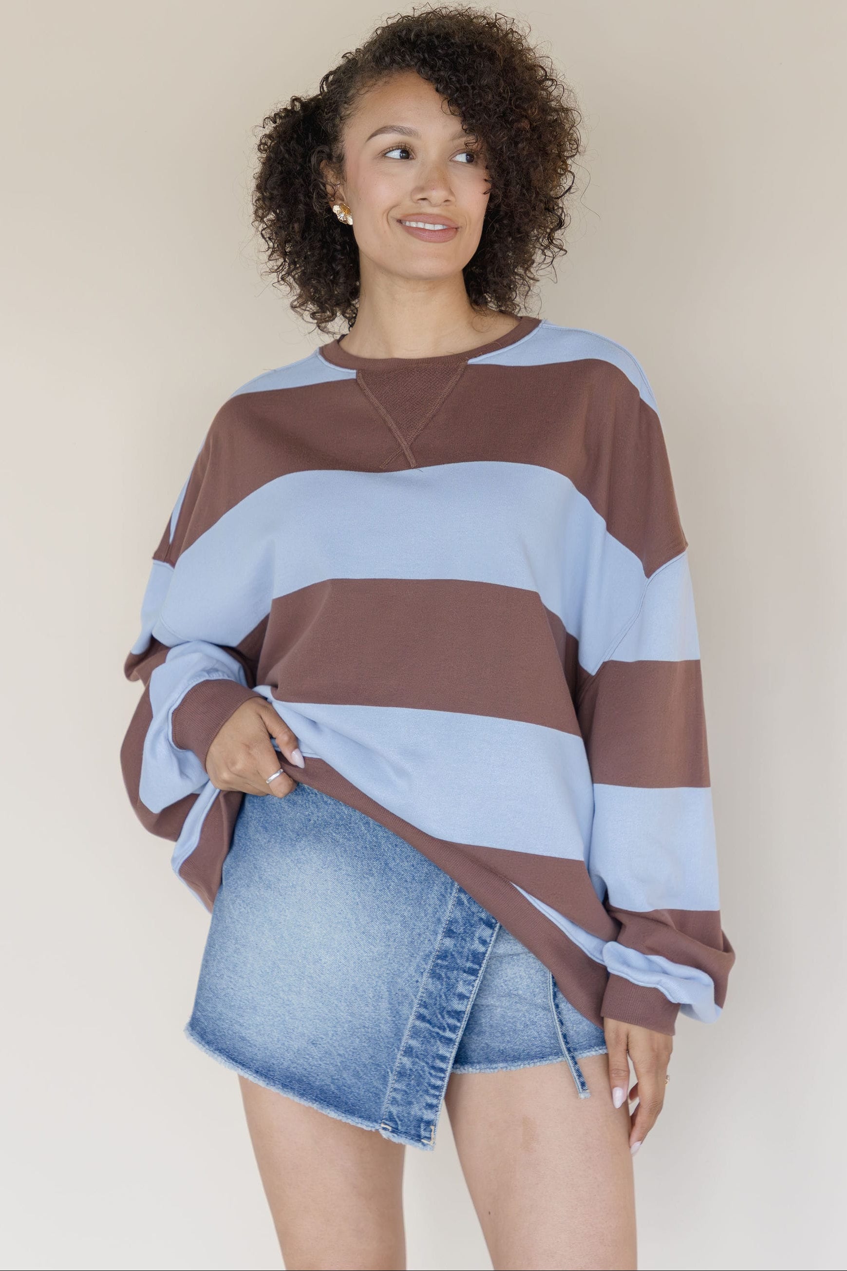 Classic Striped Oversized Crewneck