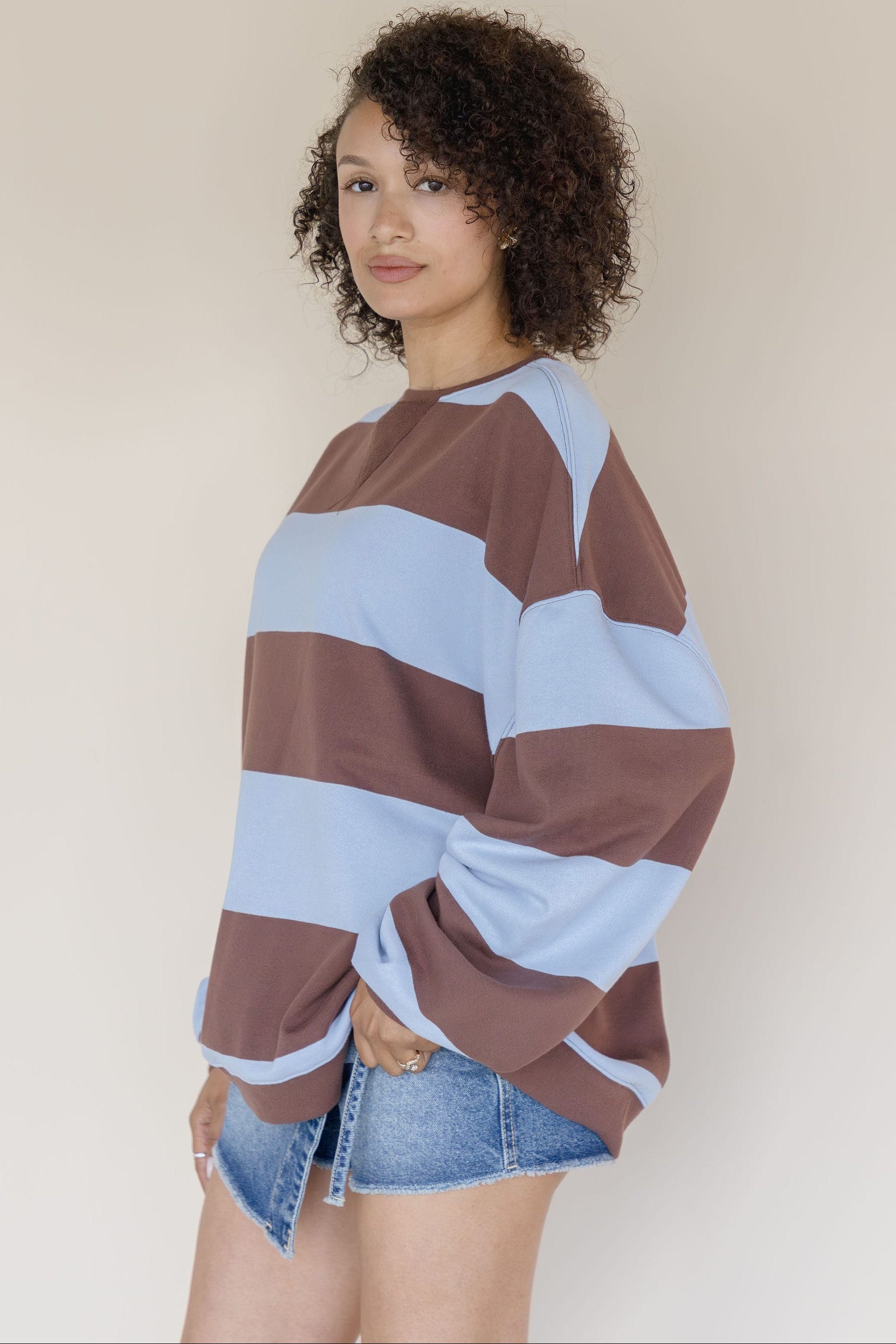 Classic Striped Oversized Crewneck