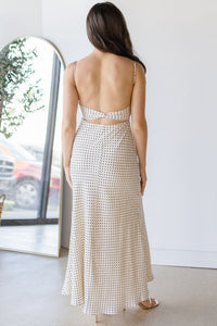 Uptown Girl Twist Back Midi Dress
