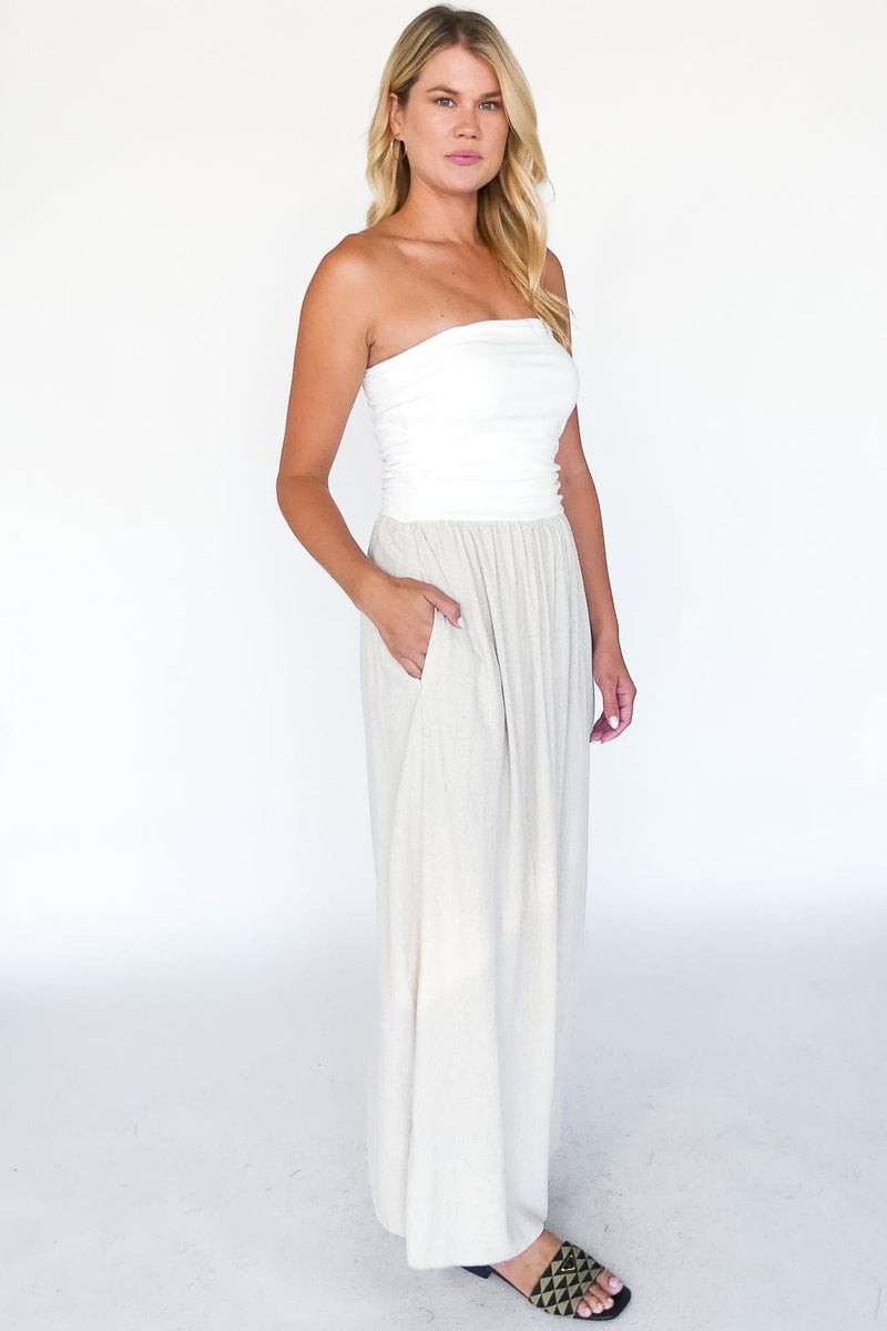 Celeste Linen Mix Tube Top Dress