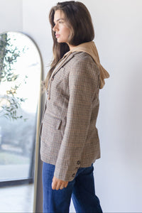 Vivienne Hooded Herringbone Blazer
