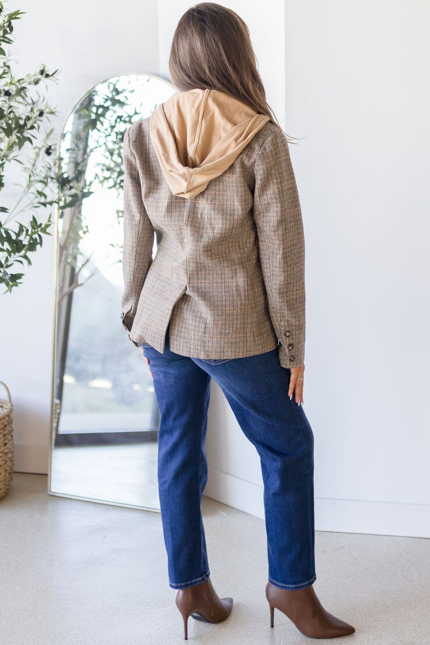 Vivienne Hooded Herringbone Blazer